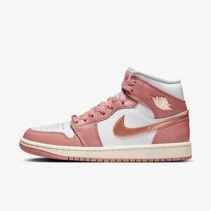 Jordan Womens Air 1 MID SE Sneakers Red Stardust/Metallic Copper